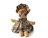 Vintage Rag Doll, Hand Sewn Cloth Doll