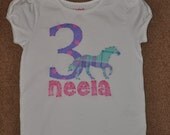 Personalized Name, Age and Applique of your choice on a shirt for your Baby, Toddler or Child - YOU pick size and color combo