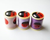 3 vintage thread spools