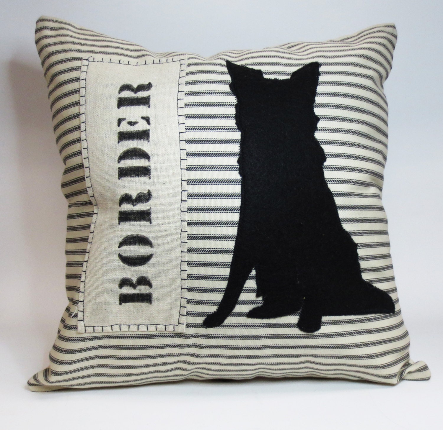 Border Collie Felt Pillow - Decorative Cushion Cover - Accent Throw Pillow