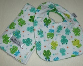 Froggie Super Soft Baby Bib and Burp Cloth Set