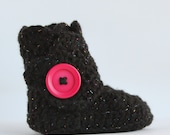 Black With Multicolored Sparkle Infant Crochet Scallop Wrap Boots- Choose your Size
