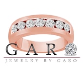 0.77 Carat 14K Rose Gold 7 Stone Wedding & Anniversary Diamond Band Canal Set 6mm Unisex Handmade