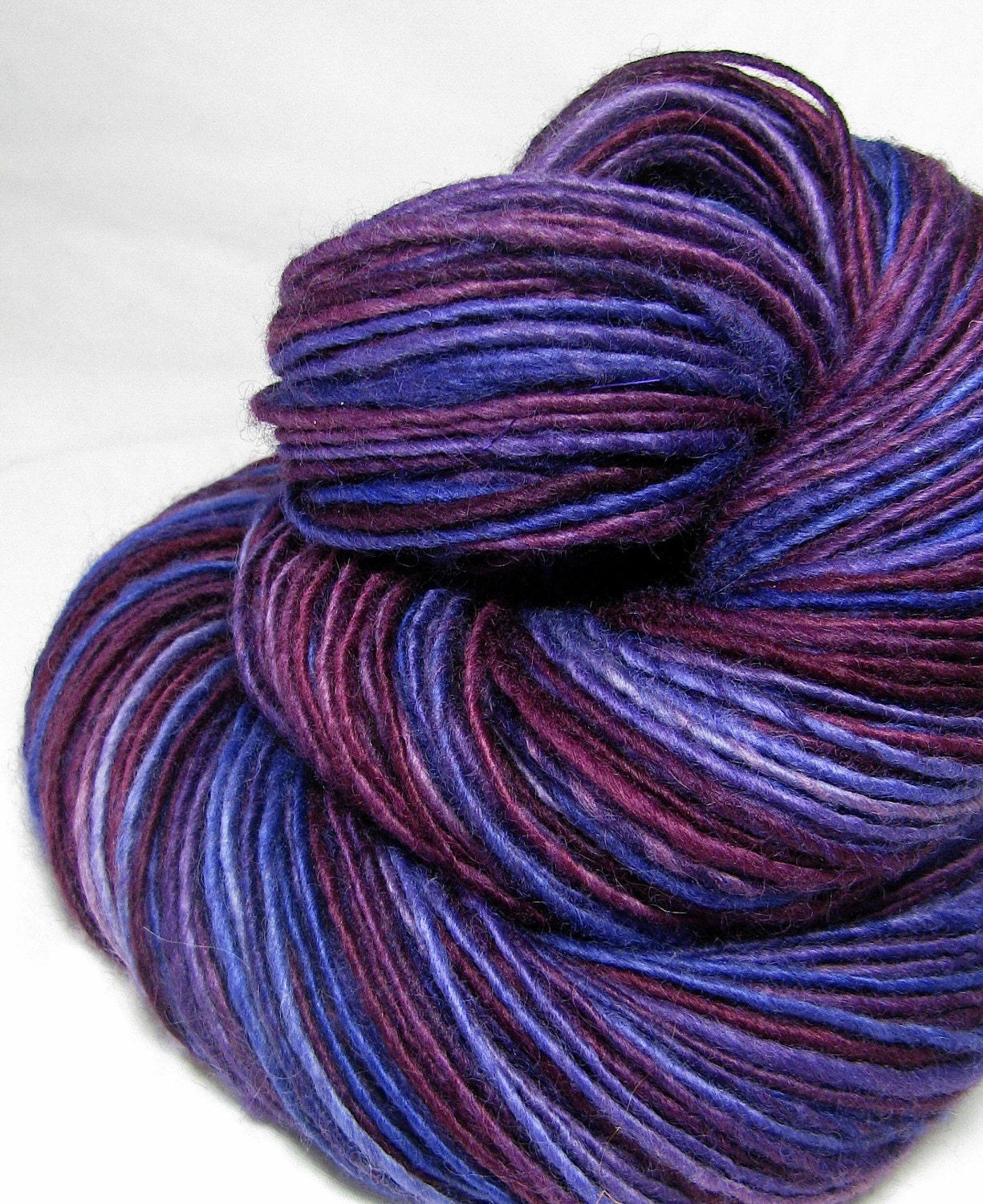 Handspun Yarn Gently Thick and Thin Worsted Single Blue Faced Leicester 'Triberry Pie'