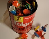 Vintage Coffee Can of Link-It Building Toy