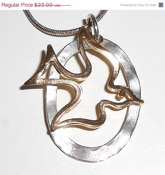 ON SALE Vintage Handcrafted Dove Pendant Christian Jewelry