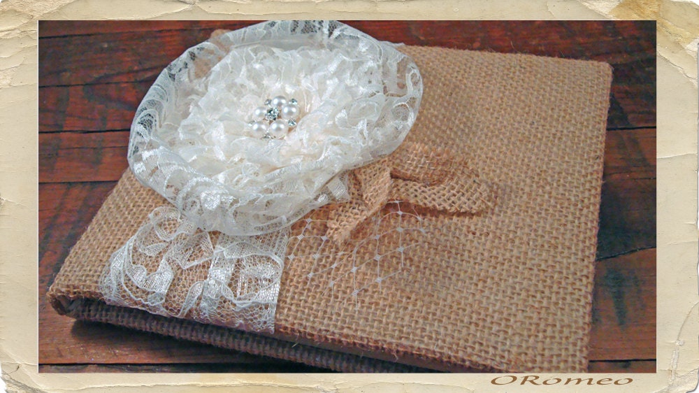Rustic Lace and Burlap Wedding Guest Book for Your Country Garden Rustic Outdoor Wedding