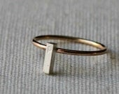 Custom Initial Rectangle Bar Ring- Personalized 14K Gold Filled & Silver Ring By Pale Fish NY