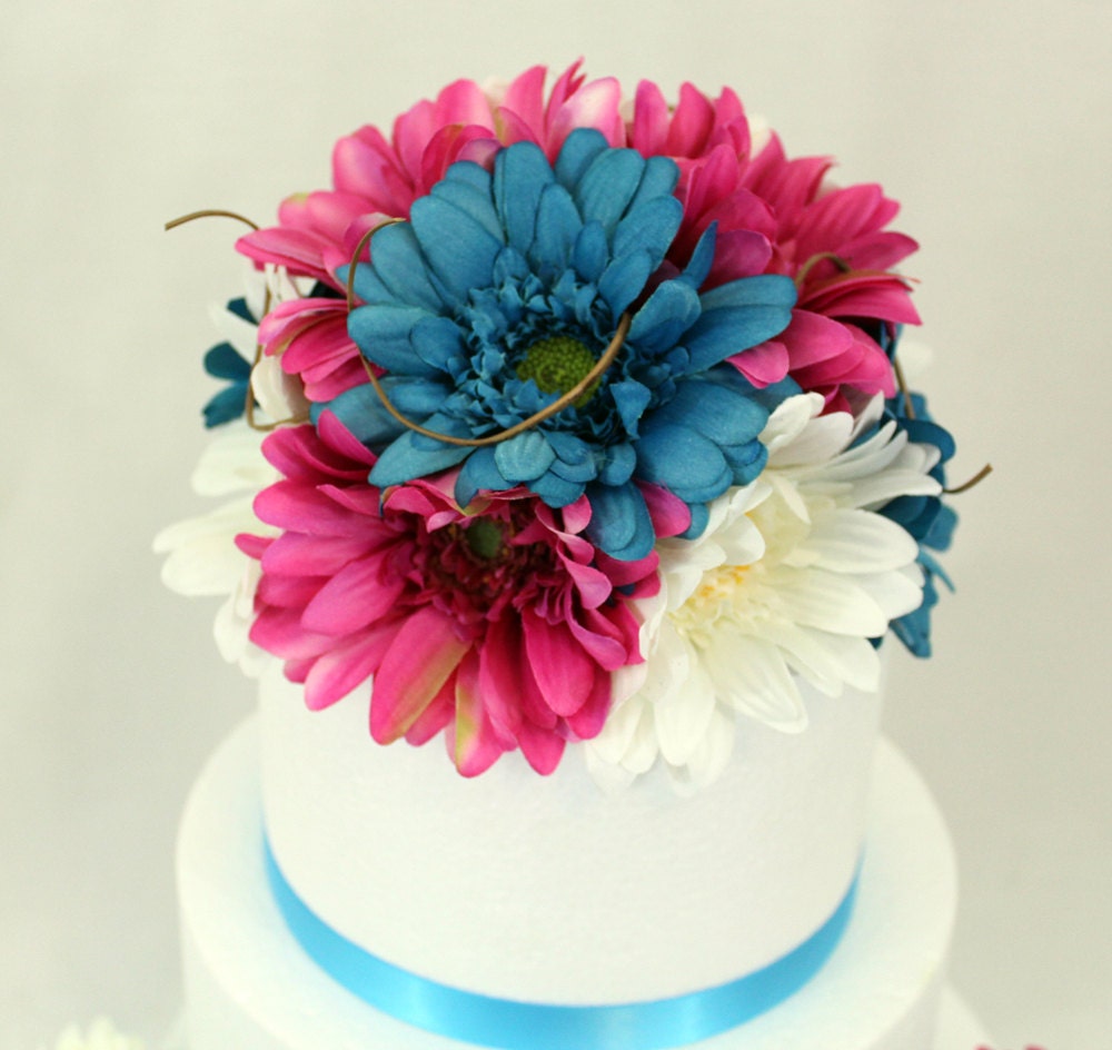 MADE TO ORDER Gerbera Daisy Silk Flower Wedding Cake Topper - 6 inch diameter