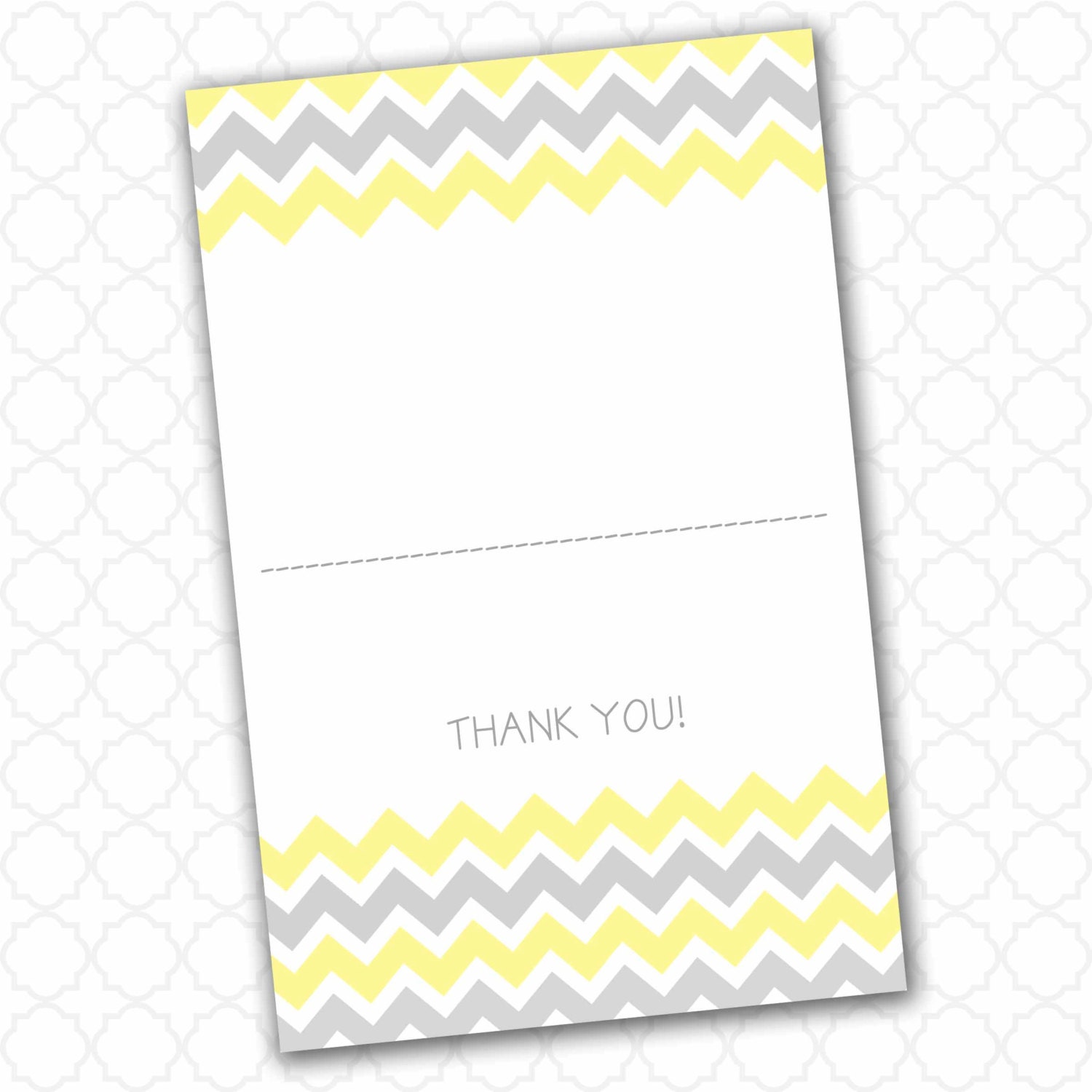 Yellow and Gray Chevron  Thank You Folded Notes  /  Set of 30  / baby shower/bridal/stationery / printed with envelopes