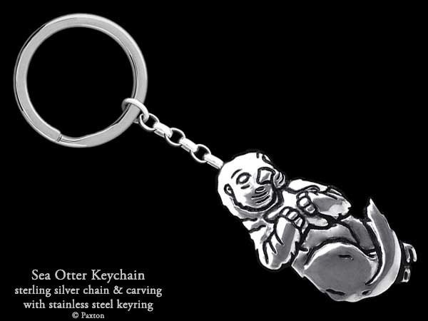 Sea Otter Keychain / Keyring Sterling Silver
