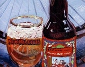 Beer Art Print of New Belgium Brewing, Fat Tire Amber from Fort Collins, Colorado - Limited Edition Print Signed and Numbered
