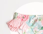 Mint and Pink  'Flora' Ruffle Panties in floral and polka dot Made to Order by Ohhh Lulu