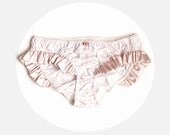Cotton 'Stilbe' Panties in Pink and White Floral with Satin Ruffle Detail Made to Order by Ohhh Lulu