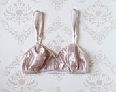 Delicate 'Ballet' Pink Satin Bra  Handmade Heirloom Lingerie