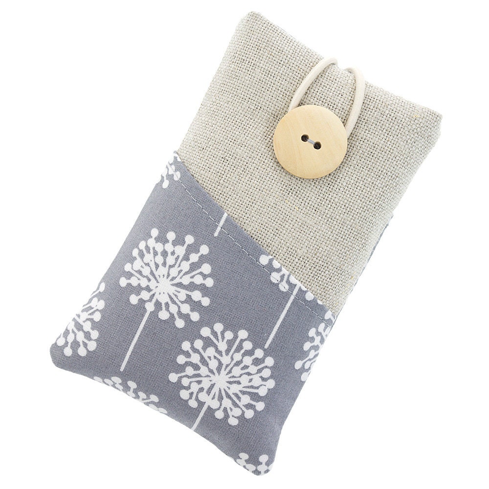 Fabric iPhone 5 case / iPhone 4 case / iPod sleeve / cell phone protector / Dandelion Seed Heads in grey