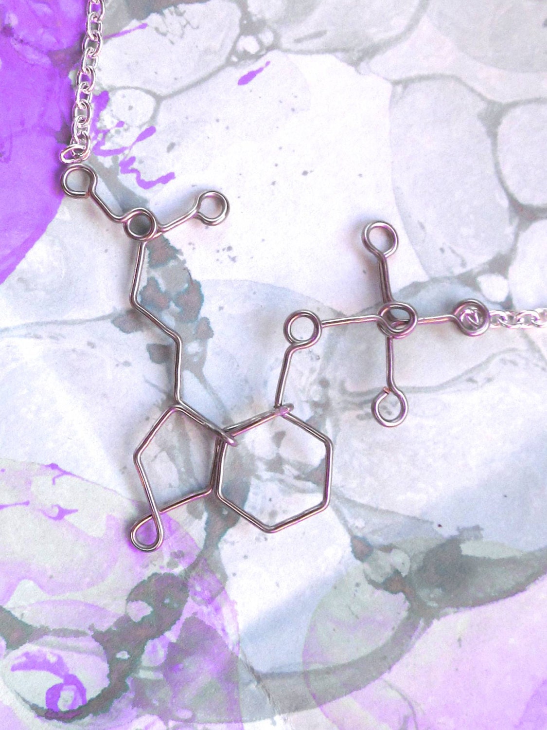 Psilocybin Molecule Necklace - Magic Mushrooms Silver Jewelry - Hallucinogenic Chemistry