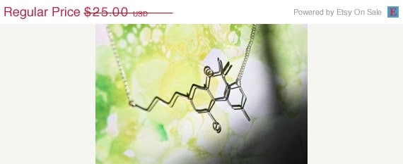 Memorial Day Weekend Sale THC Molecule Necklace - Marijuana Weed chemical - Silver Wire Stoner Science Gift