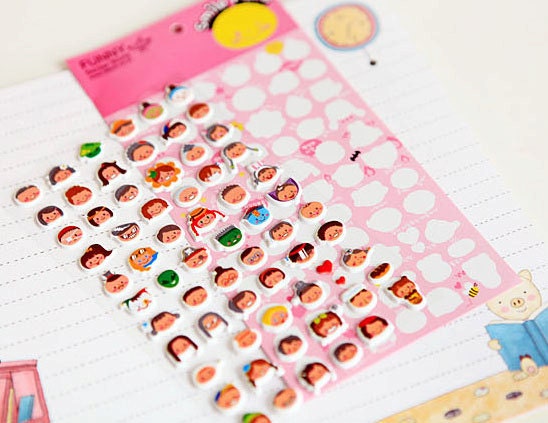Korea Lovely Smile Face Puffy Sticker