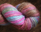 OOAK Feathers - BFL w Tussah Silk - single thread handspun shawl yarn 107gr 441m