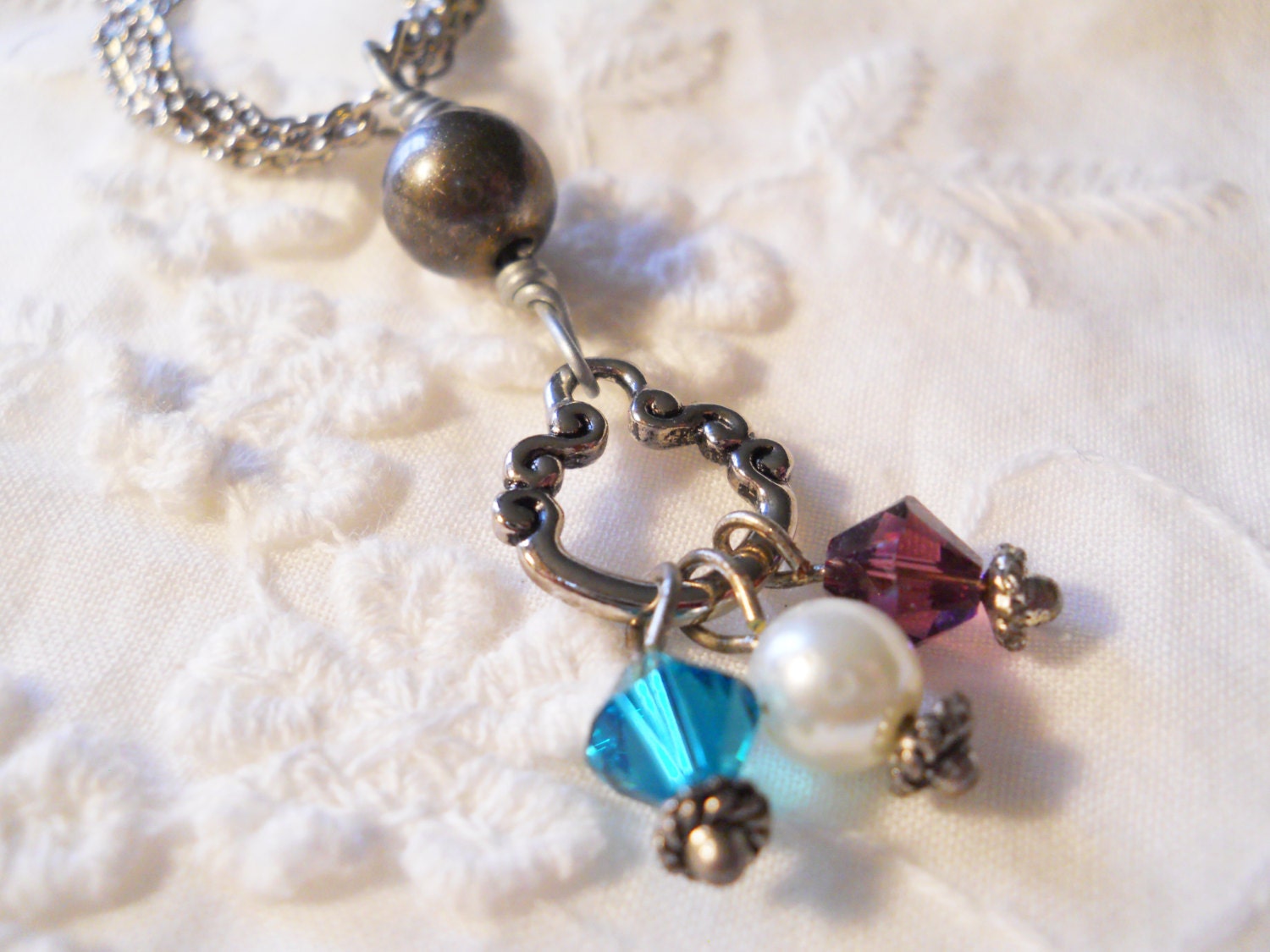 Crystal Birthstone Necklace, Silver Birthstone Necklace, Silver Birthstone Jewelry, Long Birthstone Necklace, Jewelry, Necklaces