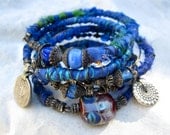 Bohemian Rapsody in Blue. Tribal gypsy bangle stack bracelets