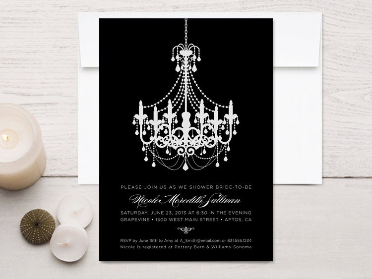 Bridal Shower Invitations, Modern Chandelier