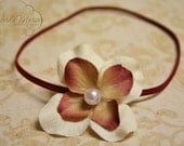 Maroon and Cream Flower Headband