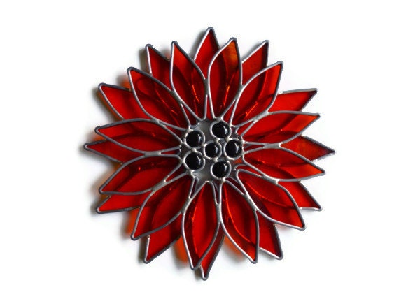 Stained Glass Orange Flower Suncatcher