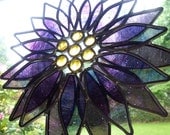 Stained Glass Purple & Amber Flower Suncatcher