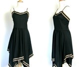 1980s Black Party Dress / handkerchief dress / lbd / 80s dress / dance dress / disco dress / studio 54 / medium