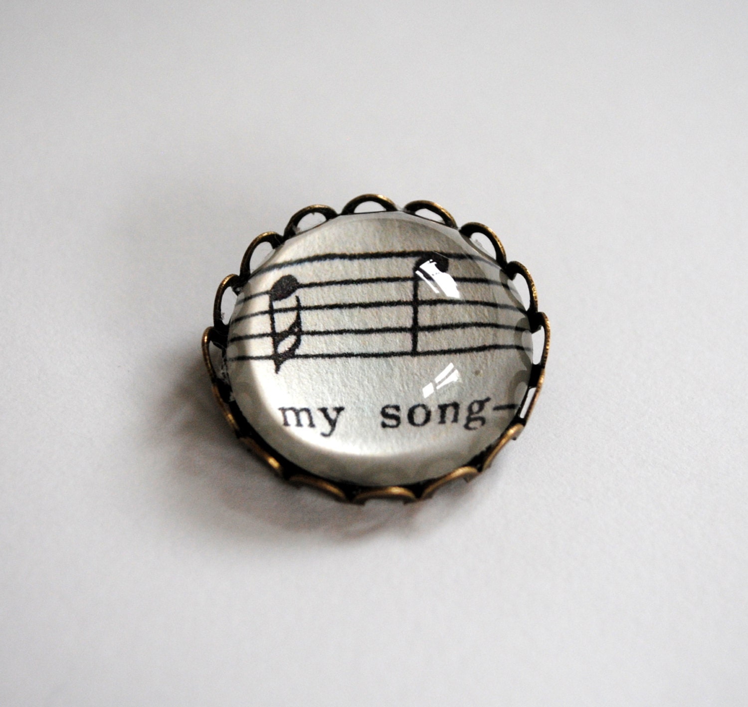 My Song Brooch Words and Music Antique Bronze