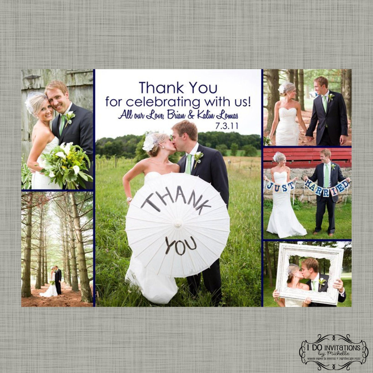 Wedding Thank You Photo Card - Collage - Digital File Il_570xn