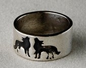 2 wolves Sterling Silver Ring