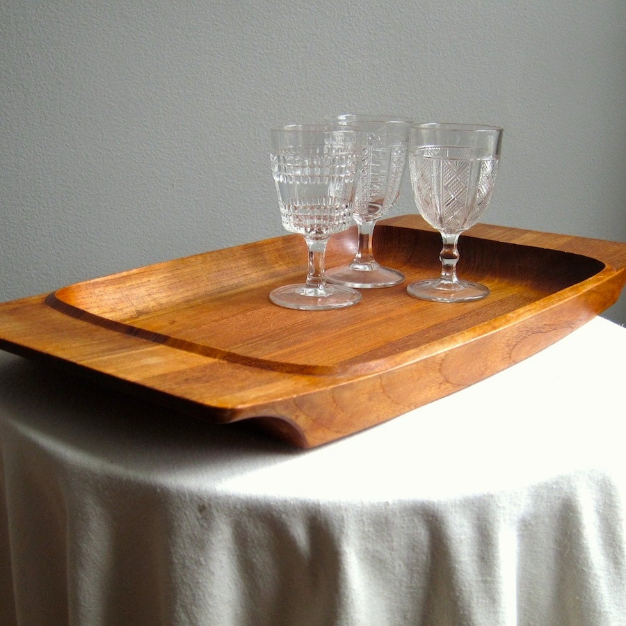 Dansk Handled Staved Teak Serving Tray - Jens Quistgaard, IHQ, Made in Denmark 1960s