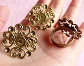 Adjustable Ring Blank with 24mm Filigree Pad (5 pcs / Copper Color) F019