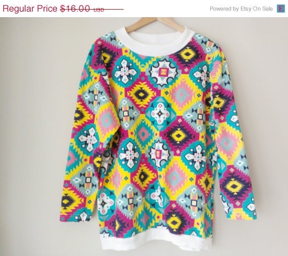 MEMORIAL DAY SALE 90s vintage women's large southwest geometric pattern pullover