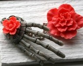 Skeleton Hand Sweater Clips - Salmon Pink and Grey