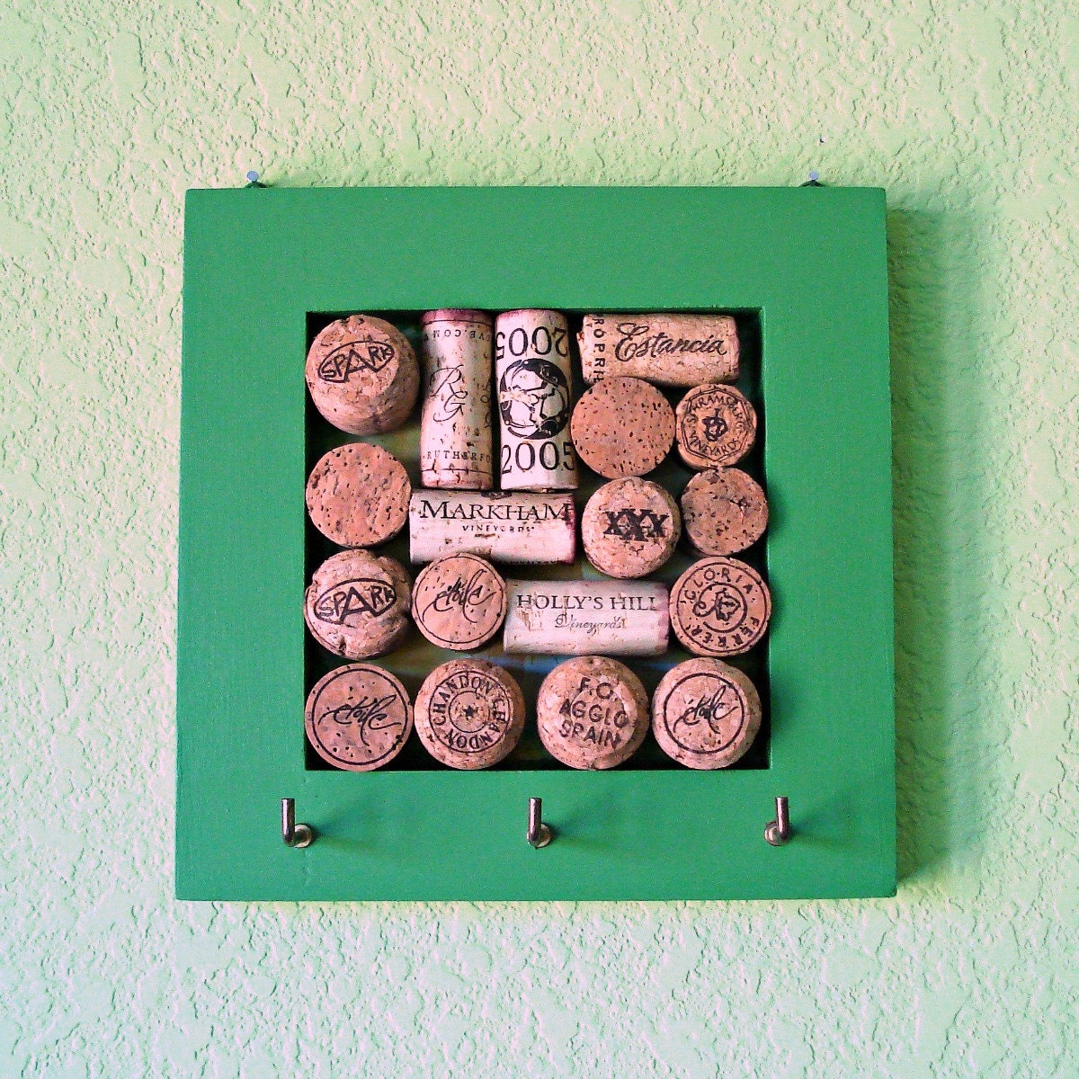Key Hanger & Wine Cork Board - Green