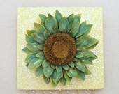 Jewelry hanger for earrings and necklaces - Green Yellow Sunflower