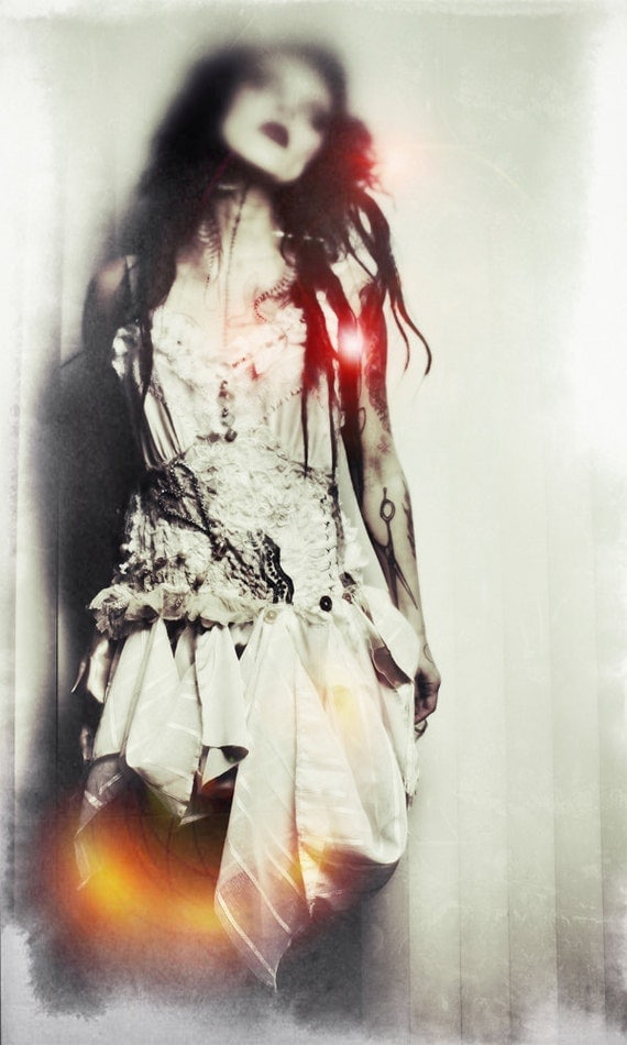 Vanishing. 8x10 Haunting Photograph print, Boudoir Home Wall Art, Ghostly Vintage Portrait. light flare red yellow