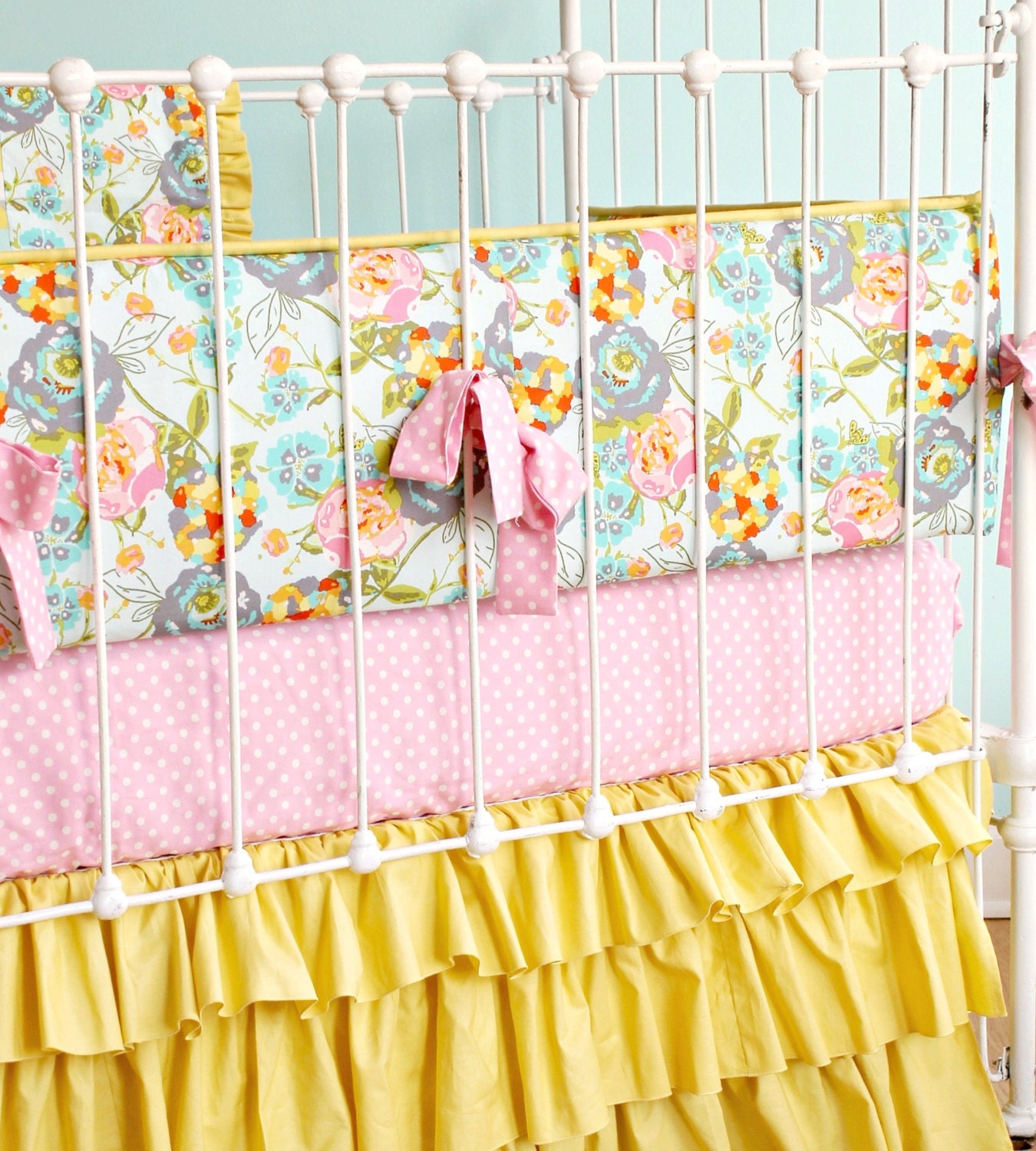 Custom Baby Girl Crib Bedding-  Lily Belle Design