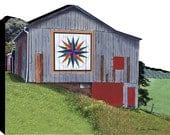 Quilt Barn Mariners Compass Freestanding Woodblock Collectible