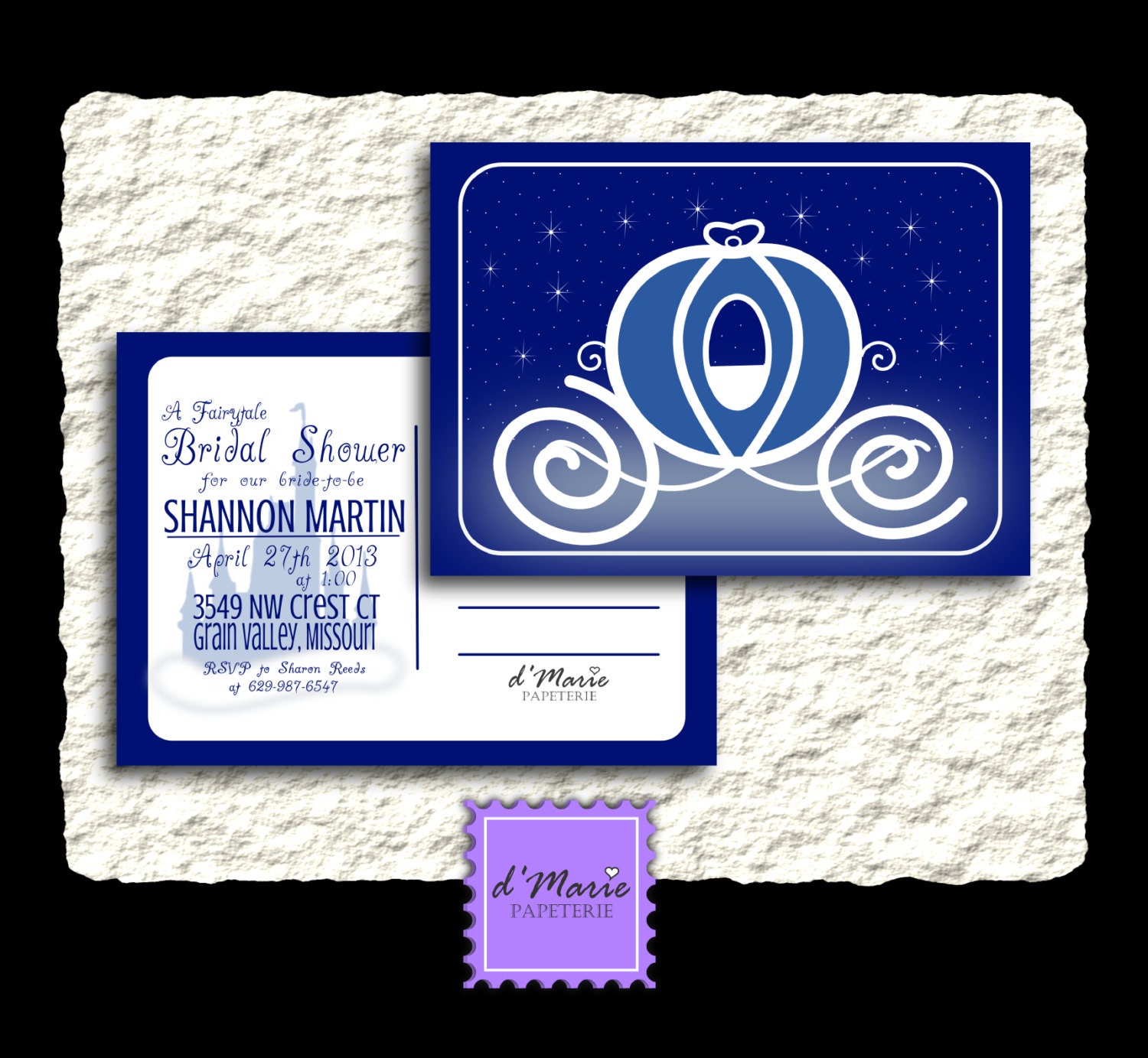 50 Printed Stagecoach/Carriage Custom Invitation Postcard