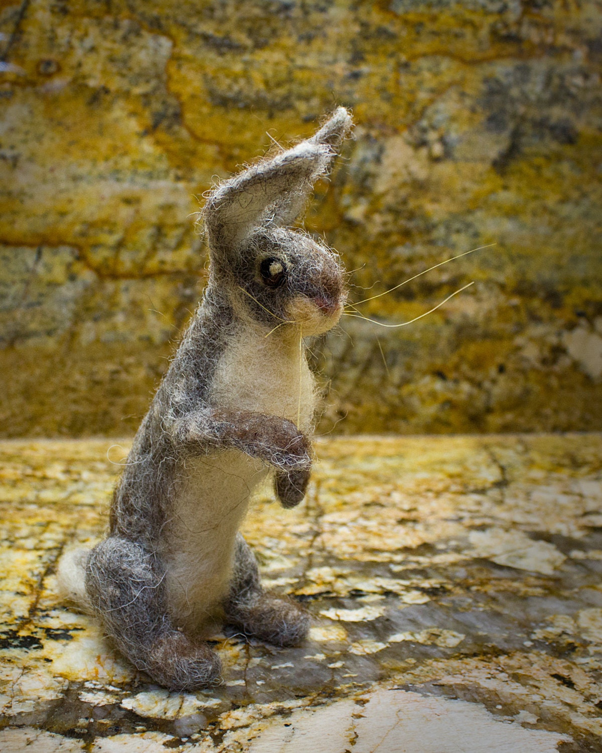 Needle Felted Grey Rabbit Ornament