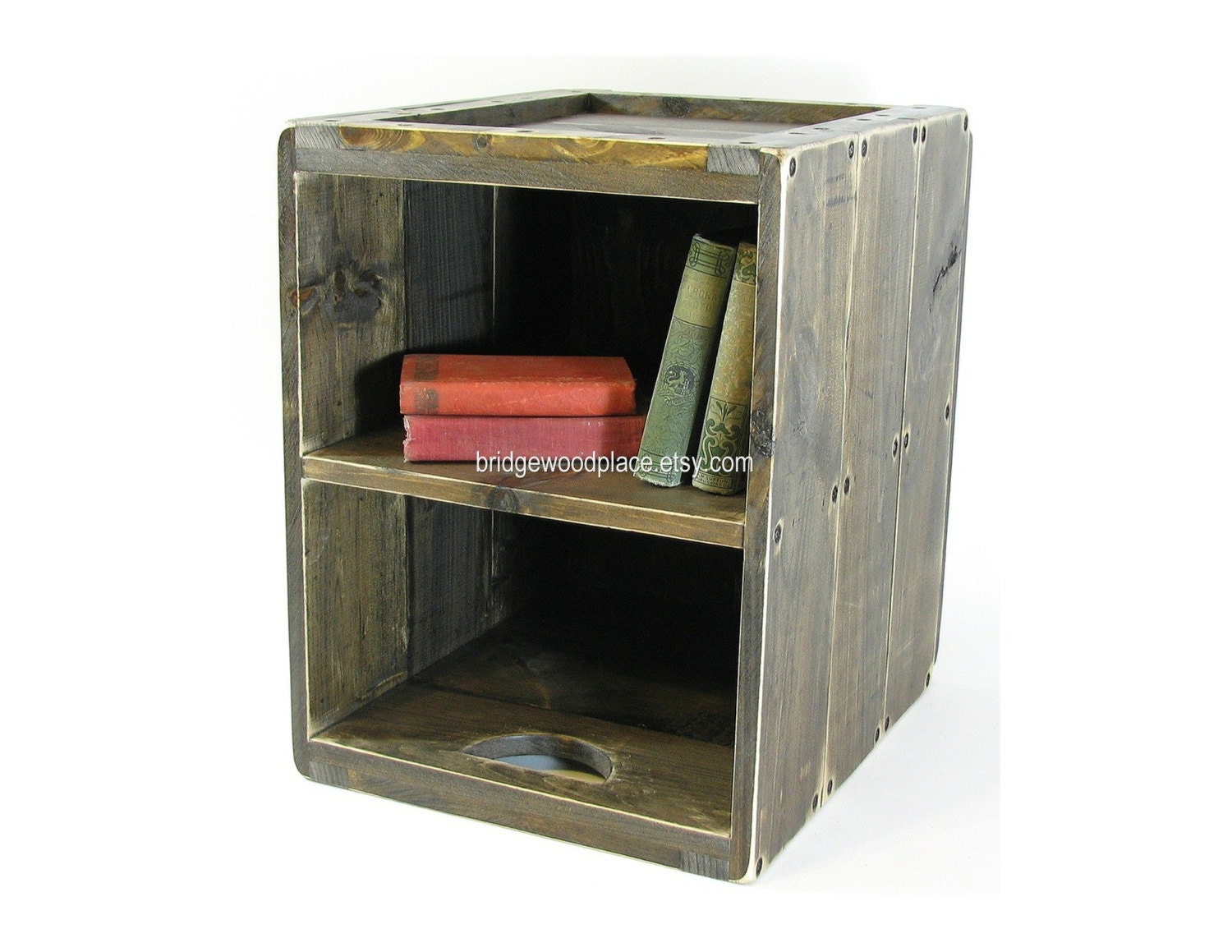Side Table Rustic Wooden End Table Solid Wood Bedside Crate Table