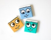 Hand Painted Ceramic Tile Magnets - Googley set of 3 . S347
