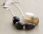 Long Agate Necklace - Sterling Silver