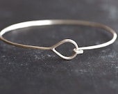 Sterling Silver Teardrop and Hook Bangle - Bracelet