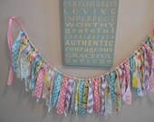 Photography Backdrop/ Torn Fabric Rag Tie Garland / Tattered Banner/ Wedding / Pink Aqua Yellow Green Purple / Baby Shower / Birthday